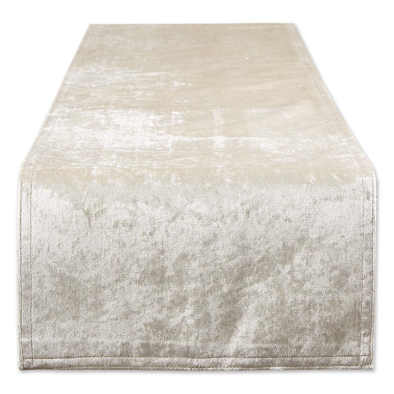 DII Velvet Collection Tabletop, Table Runner, 14x72, Cream - Image 1